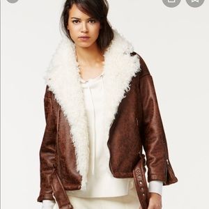 ISO Rachel RACHEL Roy faux shearling moto jacket